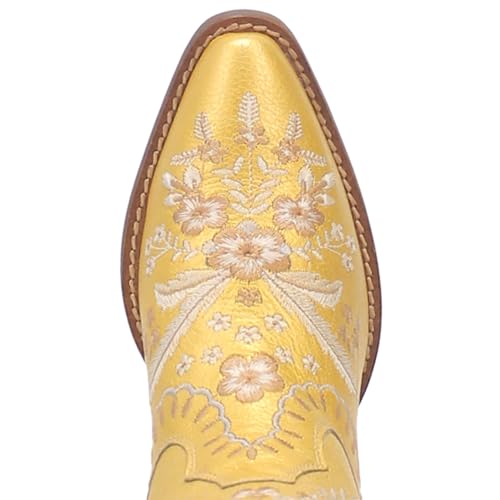 Womens Primrose Metallic Embroidered Floral Snip Toe Casual Boots Ankle Mid Heel 2-3"