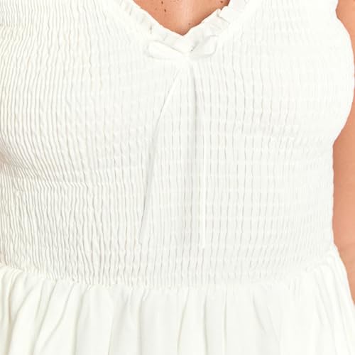 Women's Gingham Mini Dress Short Sleeve Bow Deep V Neck Smocked Waist Slim Fit Retro Plaid Dresses Y2k Sundress