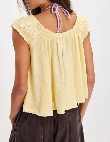 Y2K Short Sleeve Babydoll Tops for Women Cute Aesthetic U Neck Teen Girls Tshirt Ruffle Hem Patchwork Peplum Shirts