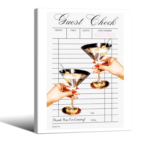 Cocktail Poster Alcohol Drink Wall Art Preppy Bar Cart Canvas Prints for Funky Bar Kitchen Wall Decor
