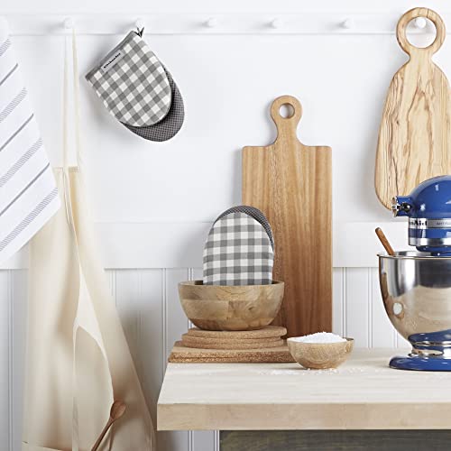 Gingham Mini Oven Mitt 2-Pack Set, Dried Rose, 5.5"x8"