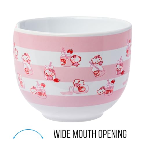 Ceramic Sanrio Hello Kitty Ramen Noodle Rice Bowl with Chopsticks, Microwave Safe