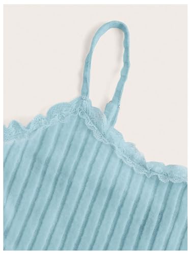 Women's 2 Piece Outfit Ribbed Knit Cute Camisole and Mini Shorts Set