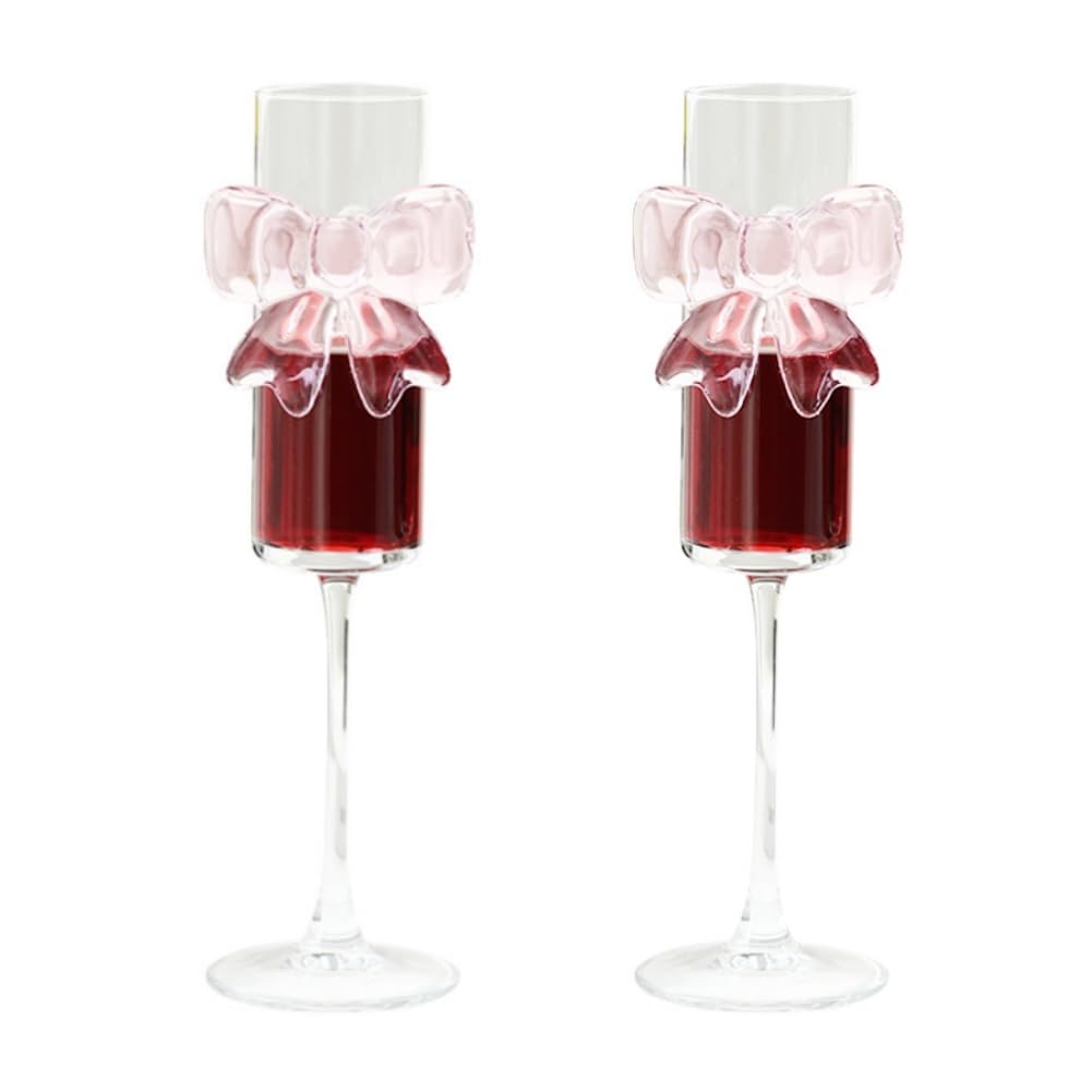 Coquette Two Pack Pink Bow Champagne Glasses