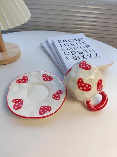 Coquette Bow Coffee Mug Personalized Set with Saucer Mug Porcelain Coffee Tea Cup 12oz