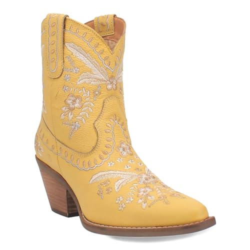 Womens Primrose Metallic Embroidered Floral Snip Toe Casual Boots Ankle Mid Heel 2-3"