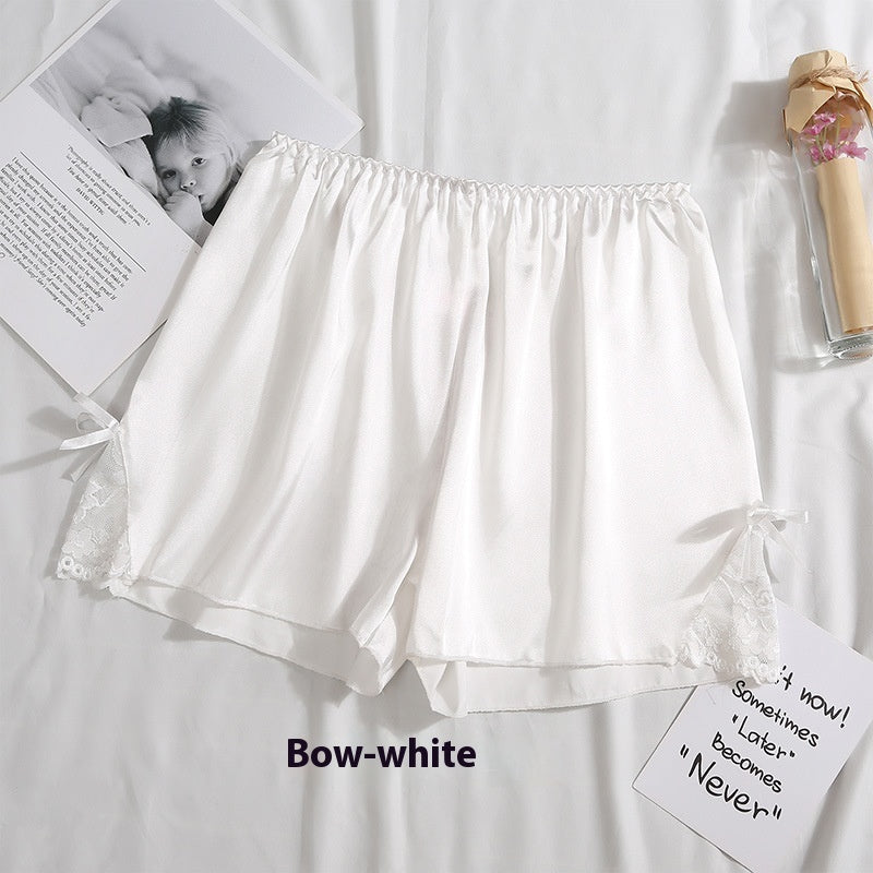 Ladies Bow Silk Anti-exposure Bottoming Casual Pants