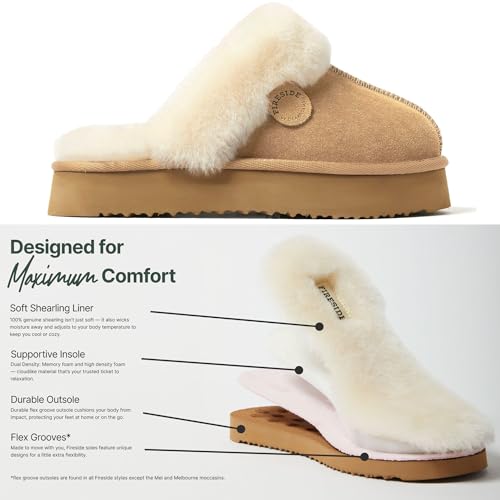 Women's Fireside Melton Genuine Shearling Shearling Platform Slippers Scuff