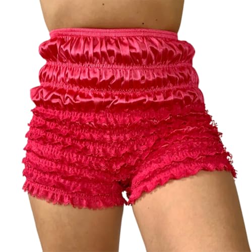 Womens Ruffle Bloomer Shorts Y2k Elastic Gingham Fruit Print Cute Frilly Lounge Sleep Pj Mini Micro Boy Shorts