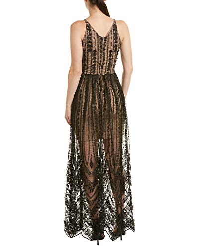 Women's Embellished Plunging Gown Sleeveless Floral Long Dress