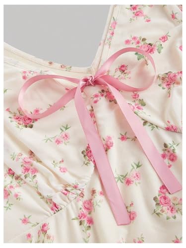 Women's Plus Size Floral Sleeveless Midi Dress Fishtail Hem Tank Dress