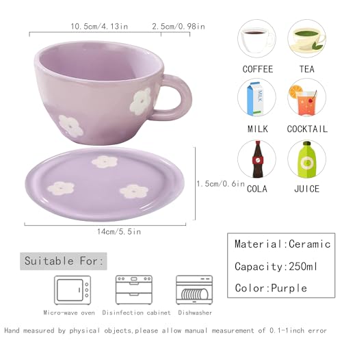 Coquette Bow Coffee Mug Personalized Set with Saucer Mug Porcelain Coffee Tea Cup 12oz