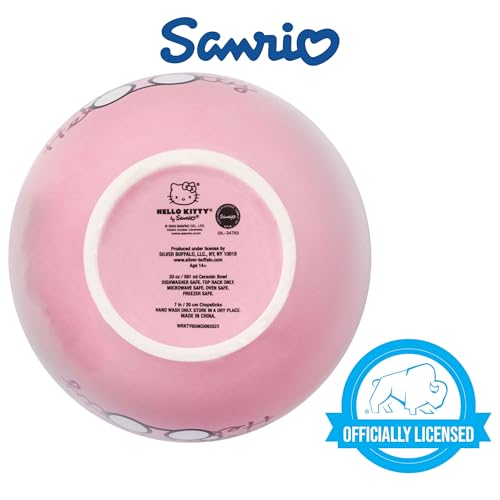 Ceramic Sanrio Hello Kitty Ramen Noodle Rice Bowl with Chopsticks, Microwave Safe