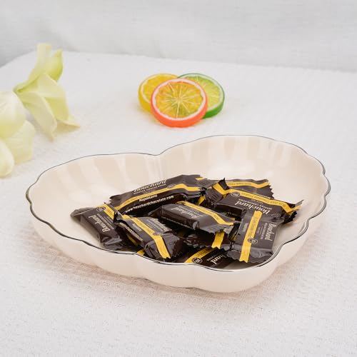 Porcelain Serving Dish, Heart Shape Candy Bowls, Ceramics Flower Relish Tray with Metallic Rim