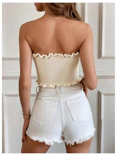 Women's Pearl Strapless Tops Summer Asymmetrical Tube Tops