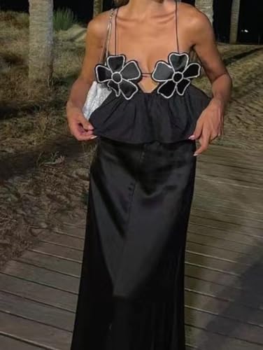 Women's Tank Tops 3D Flower Summer Sleeveless Sexy Backless Top Camisoles Y2k Going Out Party Shirt Streetwear