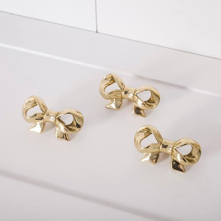 Gold 4 Pack Brass Knobs for Dresser, Drawers and Cabinet Decorative