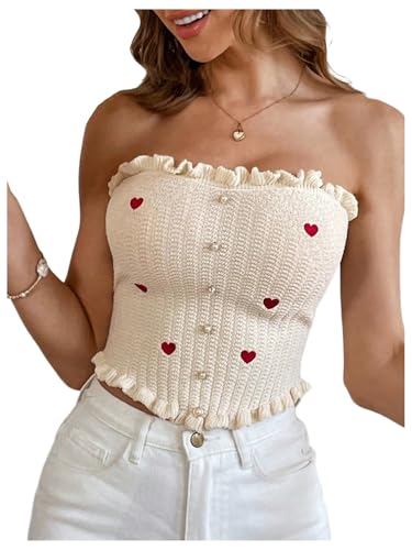 Women's Pearl Strapless Tops Summer Asymmetrical Tube Tops