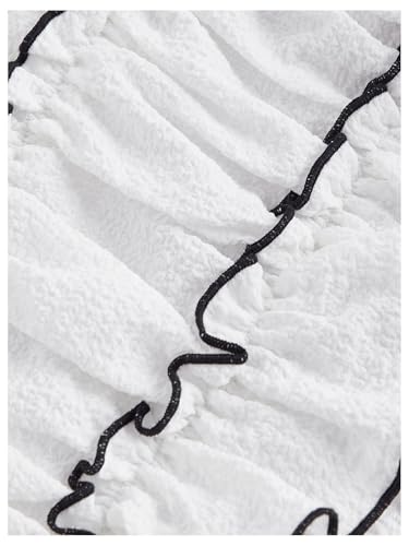 Women's Bow Tie Cami Tops Ruffle Spaghetti Strap Contrast Trim Asymmetrical Camisole Tank