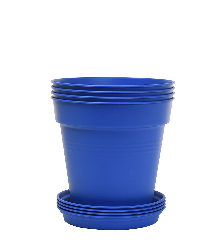 Home Garden Pots 4pk - Flowers, Herbs, Plants, Indoor, Outdoor, Colorful, 13cm Diameter (5in))