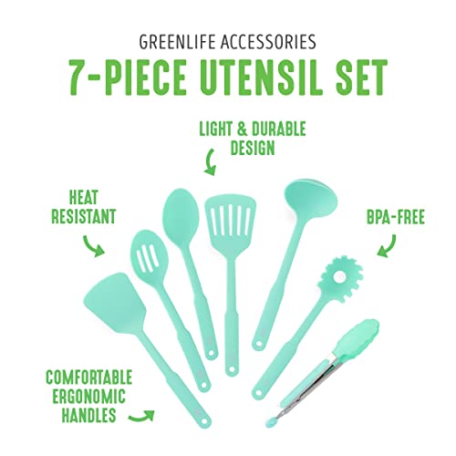 Cooking Tools and Utensils, 7 Piece Nylon Set including Spatulas Turner Spoons and Tongs, Dishwasher Safe