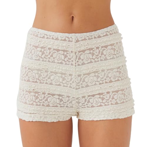 Women Y2k Ruffle Bloomer Shorts Slim Fit Sexy Smocked Lolita Short Pants Pj Lounge Boxers Micro Shorts Bottoms