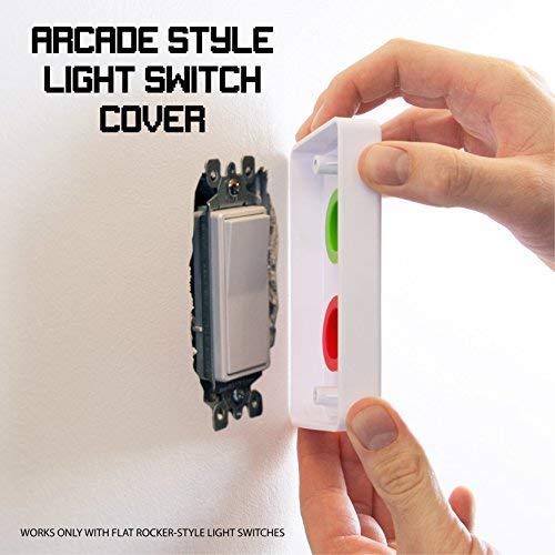 Faceplate Replacement Arcade Light Switch Plate Cover, Single Switch, 1-Gang Standard Size Rocker Wall Plate, Game Room Decorator, Kid Bedroom Wallplate