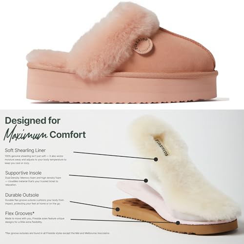 Women's Fireside Melton Genuine Shearling Shearling Platform Slippers Scuff