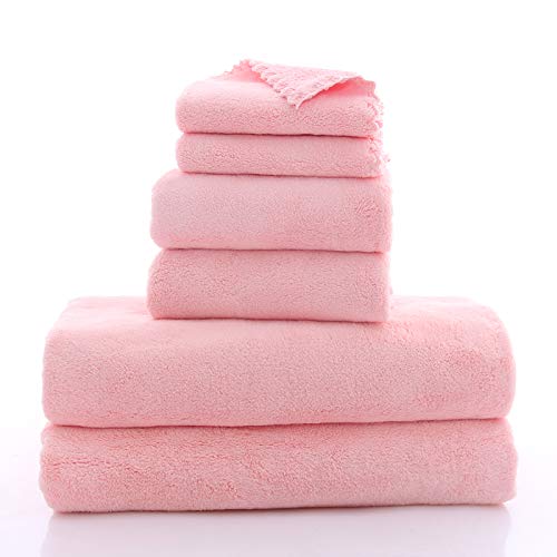 Ultra Soft Towel Set - Quick Drying - 2 Bath Towels 2 Hand Towels 2 Washcloths - Microfiber Coral Velvet Highly Absorbent Towel (6 Pcs)
