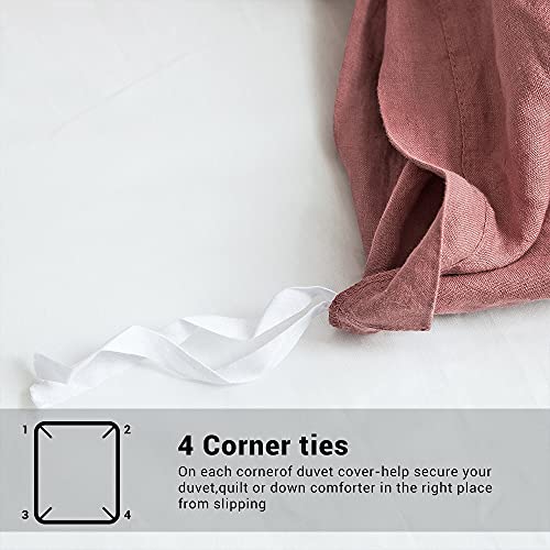 The 100% Linen Duvet Cover Set, 3 Pieces Belgian Flax Breathable Bedding,(1 Comforter Cover+2 Pillowshams) with Tie Closure Style