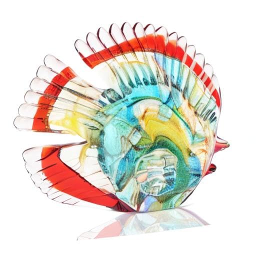 Hand Blown Glass Conch - Coastal Home Decor Conch Corners, Glass Art Conch Sculptures, Office Decor Blown Glass Art, Living Room Table Centerpieces, Bathroom Shelf Tops And Cabinet Decor