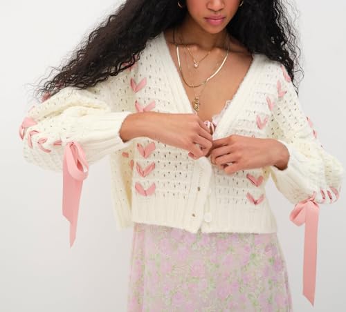 Women Y2k V Neck Sweater Retro Low Cut Long Sleeve Pullover Top E-Girl Cute Solid Loose Fit Lace Up Going Out Jumper