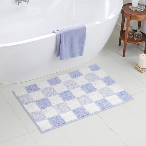 Checkered Bathroom Rugs, Fluffy Rug, Absorbent Microfiber Ultra Soft Bath Mat Washable, Non-Slip Bath Mats for Bathroom, Cute Floor Mat