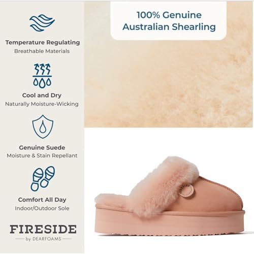 Women's Fireside Melton Genuine Shearling Shearling Platform Slippers Scuff
