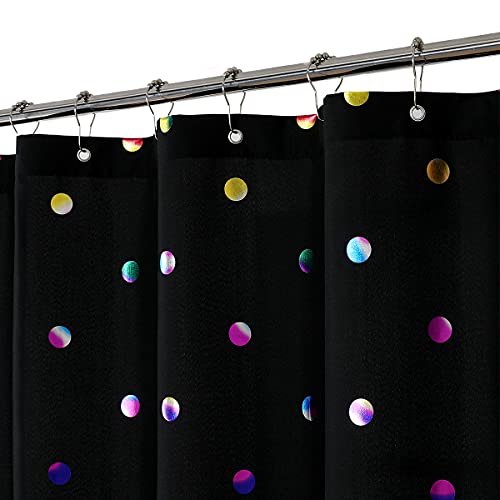 Fabric Shower Curtains with 12 Hooks for Bathroom Metallic Polka Dot Curtains Waterproof Shower Curtains with Grommet for Washable Shower Curtain Sets