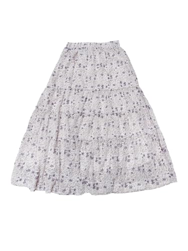 Women's Floral Skirt Chiffon A-line Long Tiered Ruffle Boho