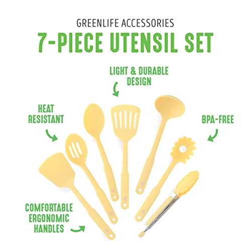 Cooking Tools and Utensils, 7 Piece Nylon Set including Spatulas Turner Spoons and Tongs, Dishwasher Safe