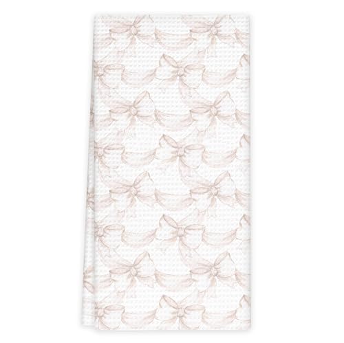 Girly Pink Bow Coquette Preppy Towel, 16x24 Inch