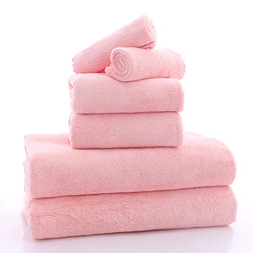 Ultra Soft Towel Set - Quick Drying - 2 Bath Towels 2 Hand Towels 2 Washcloths - Microfiber Coral Velvet Highly Absorbent Towel (6 Pcs)