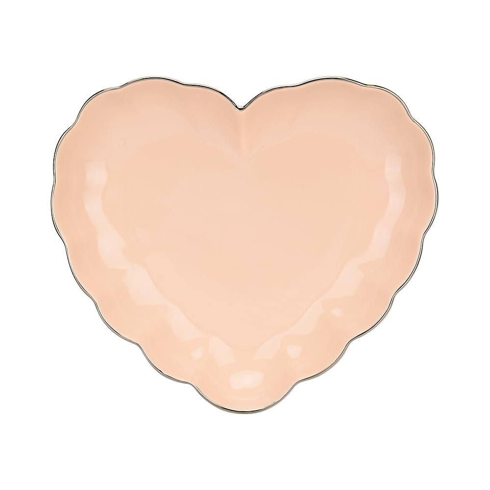 Porcelain Serving Dish, Heart Shape Candy Bowls, Ceramics Flower Relish Tray with Metallic Rim