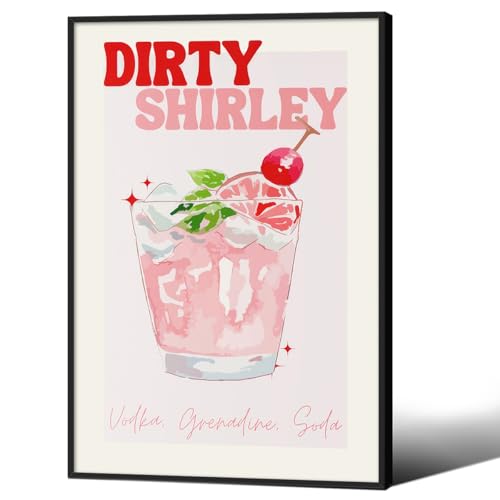 Cocktail Poster Alcohol Drink Wall Art Preppy Bar Cart Canvas Prints for Funky Bar Kitchen Wall Decor