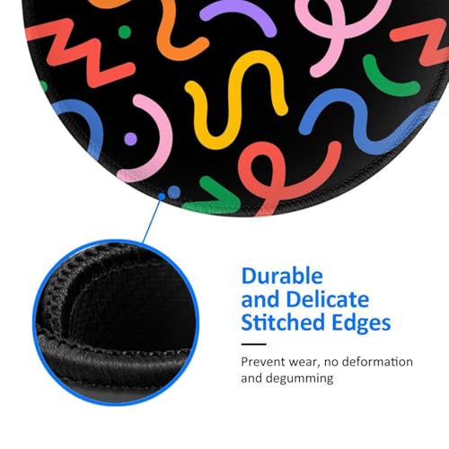 Round Mouse Pad Desk Top - Stitched Edges 8 X 8 Inch