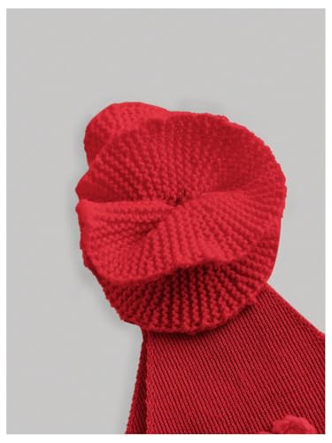 Women's 3D Flower Backless Sweater Dress Sleeveless Slim Fit Flared Hem Midi Dresses