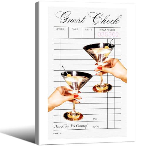 Cocktail Poster Alcohol Drink Wall Art Preppy Bar Cart Canvas Prints for Funky Bar Kitchen Wall Decor