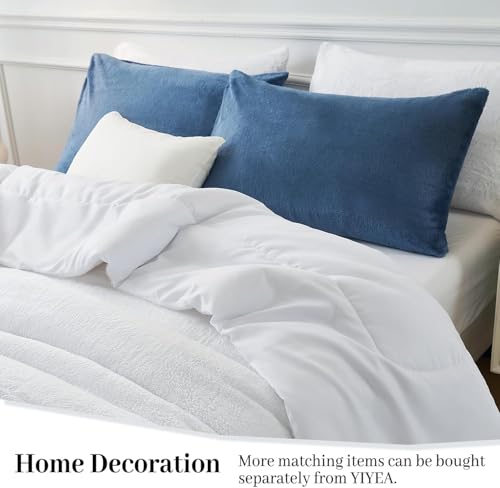 Faux Fur Pillow Cases Set of 2, Luxury Ultra Soft Fuzzy Pillowcases, Fluffy Plush Velvet Pillow Covers with Zipper, Cozy Warmth and No Shedding