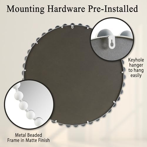 Metal Spherical Frame Round Mirror 36" Diameter