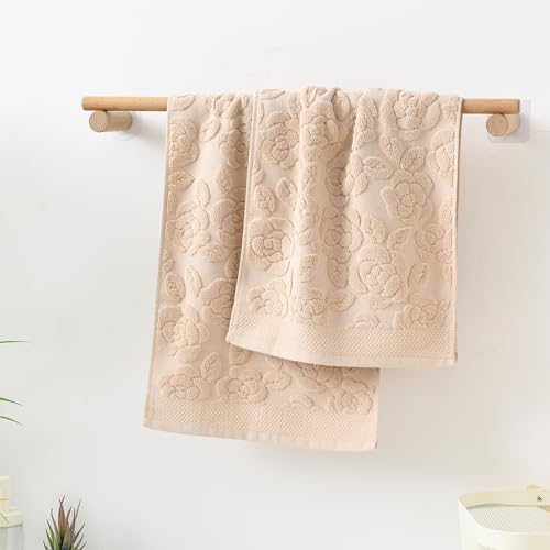 Rose Hand Towel Set of 2 Super Soft 100% Cotton Embossed Floral Pattern Highly Absorbent Decorative Bath Hand Towels for Bathroom 13x 29 Inch