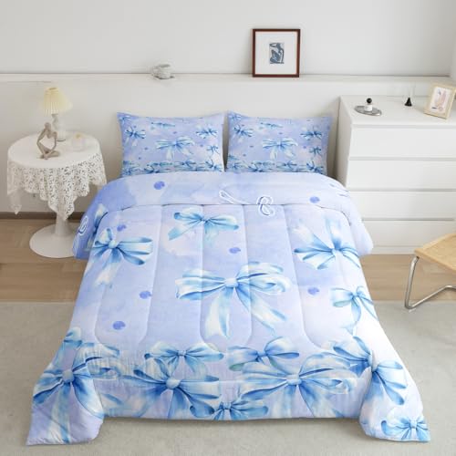 Cartoon Bowknot Comforter Set Pink Bow Tie Butterfly Knot Princess Bedding Set Floral Bow Comforter