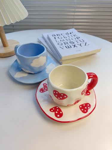 Coquette Bow Coffee Mug Personalized Set with Saucer Mug Porcelain Coffee Tea Cup 12oz