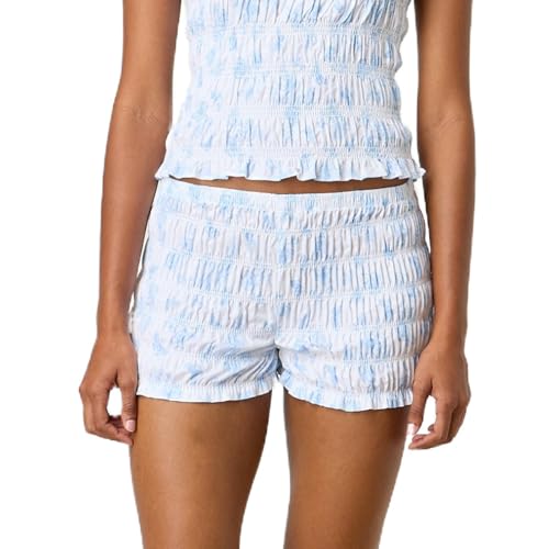 Womens Ruffle Bloomer Shorts Y2k Elastic Gingham Fruit Print Cute Frilly Lounge Sleep Pj Mini Micro Boy Shorts